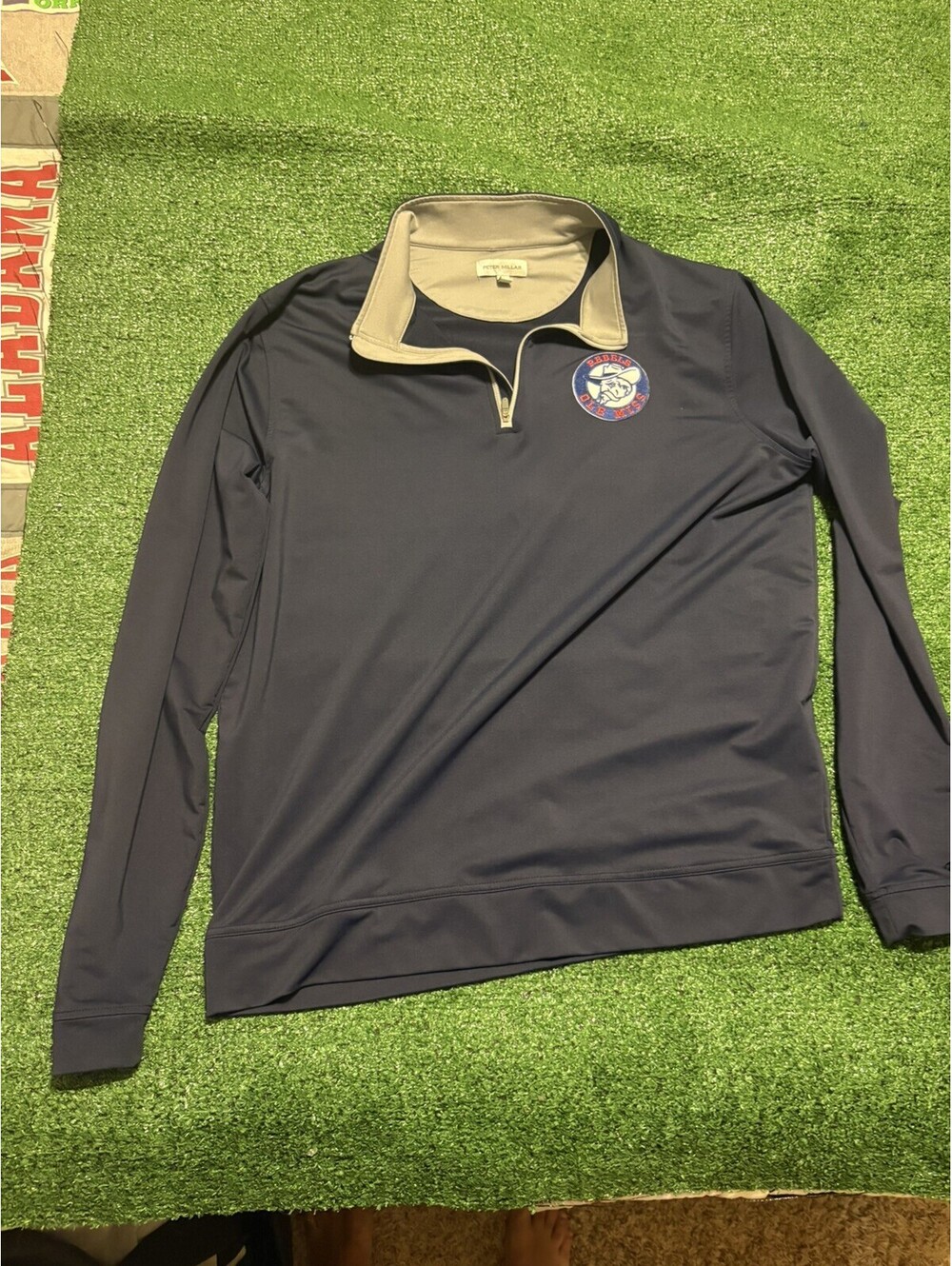 Peter Millar Ole Miss Quarter Zip Pullover Navy Logo Mens Sz L